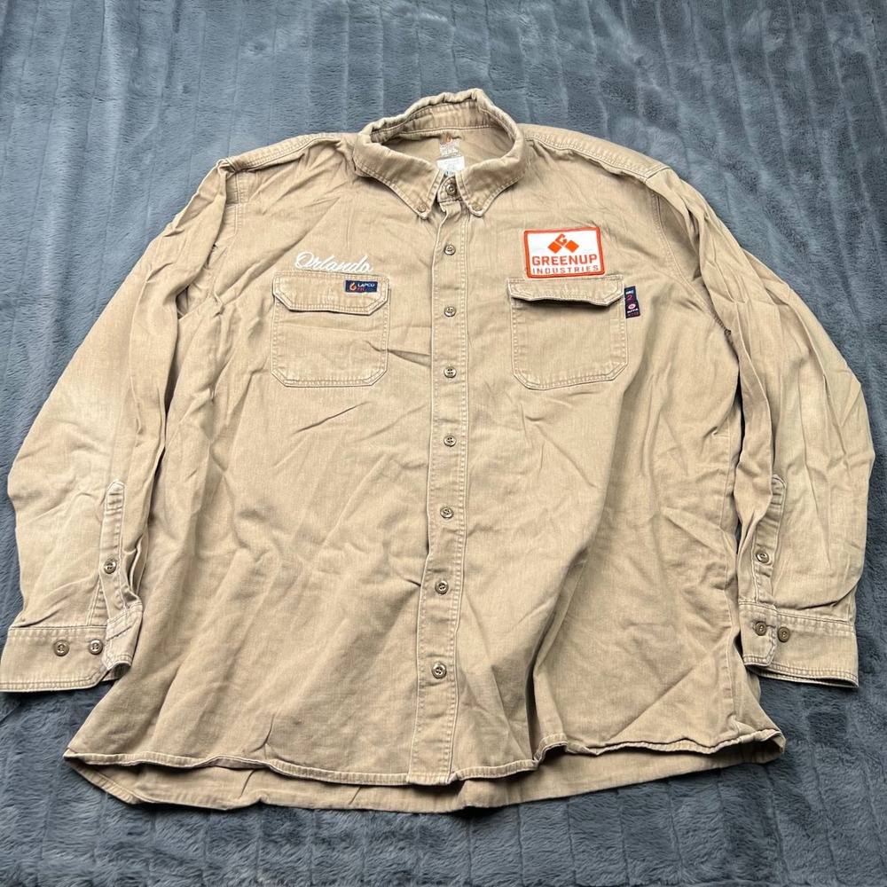 LAPCO FR Flame Resistant Work Shirt Mens 3XL Khaki Tan Greenup Industries IKH7